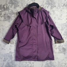 Jack Murphy Riding Jacket Womens Uk 16 Eu 44 Purple Tartan Hooded Trench Coat 1