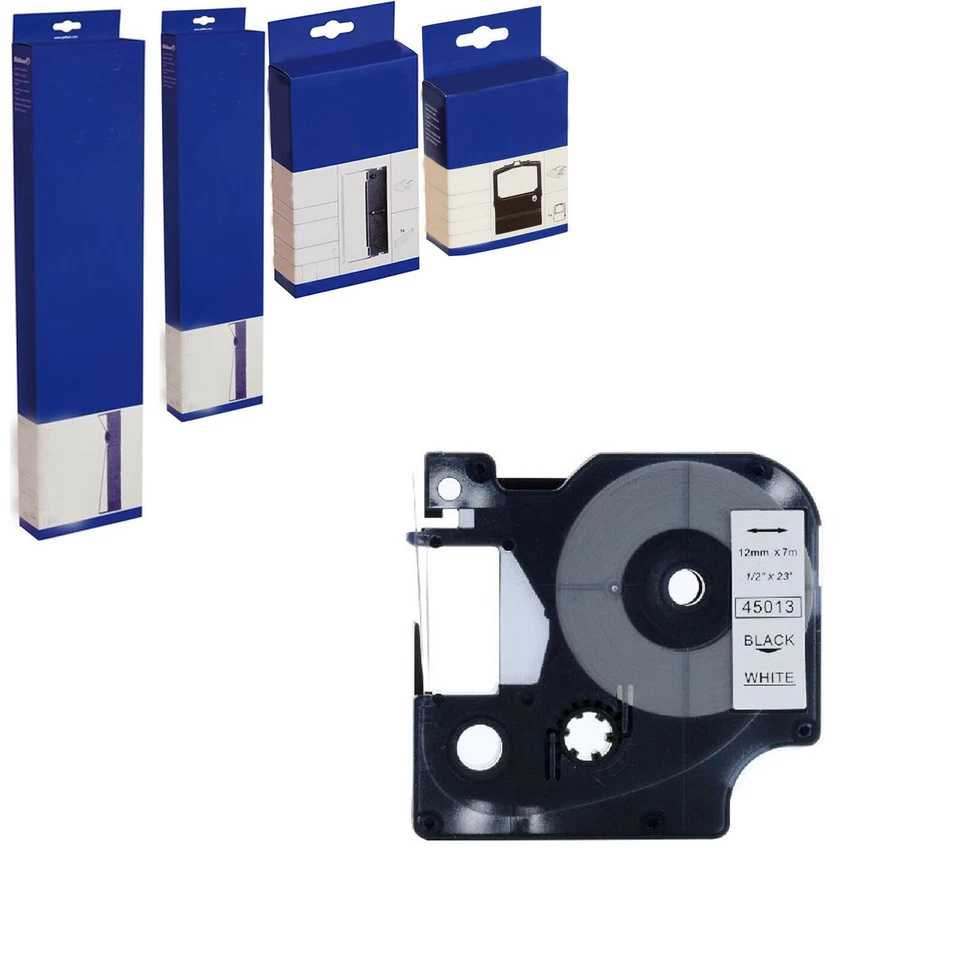 DYMO 45013 S0720530 NASTRO COMPATIBILE NO ORIGINALE NERO SU BIANCO 12mmX7m