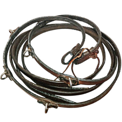 Harness Leather German Martingale Style Training Schooling Split Reins Dee Rings