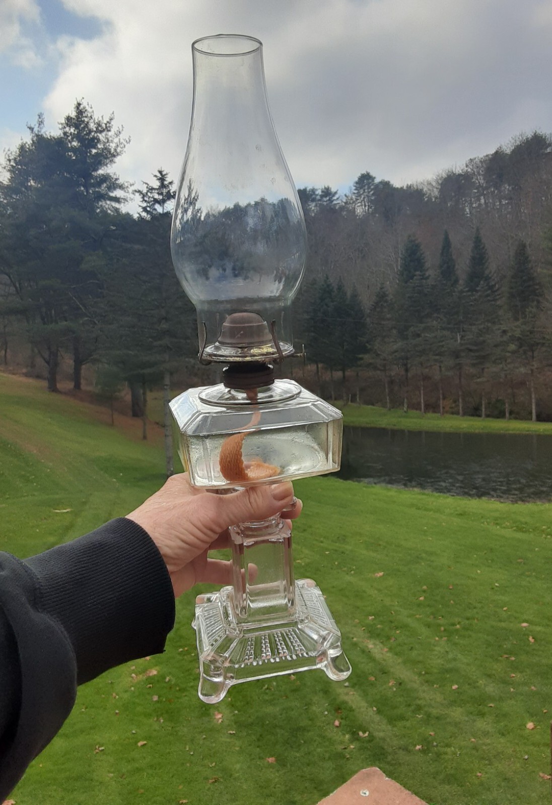 Antique Plume & Atwood Clear Glass Oil Lamp, Thomaston Conn. eBay