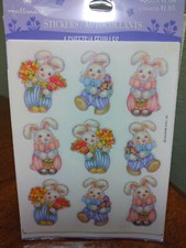 Vintage Hallmark Stickers 4 Sheet Set Bunnies Boy Girl Flowers NIP