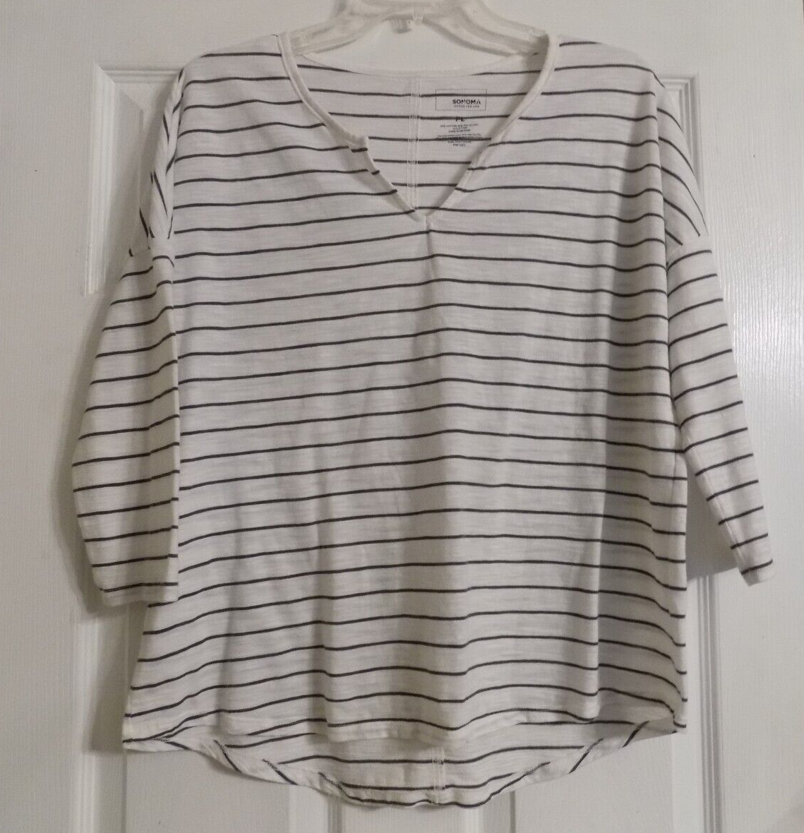 Women's Sonoma From Kohl's Black And White Stripe Shirt Size