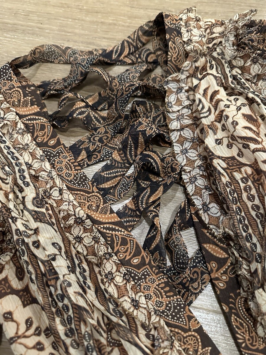 zimmermann tali batik cut out dress Zimmermann Spliced Tali Batik Cut Out Dress Size USA 0/AUS 0P Brown Festival