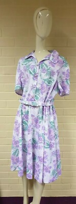 Sommerkleid Emily Rose blau lila Blumen tropisch Kurzarm Größe UK10 bis 28