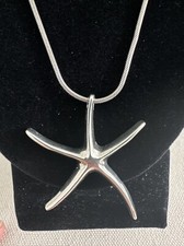 Sterling Silver Sea Star Starfish Large Pendant Necklace