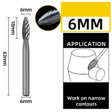 Tungsten Carbide Steel Rotary Burr Die Grinder Bit 1/4" Shank Metal Carving New