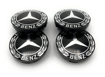 Für 4x 56mm Mercedes Benz Nabenkappen Felgendeckel Emblem Radnabendeckel/Schwarz