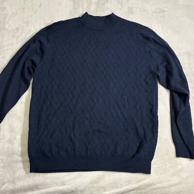 LINEA UOMO Blue Mock Neck Sweater Wool Acrylic Long Sleeve Mens 
