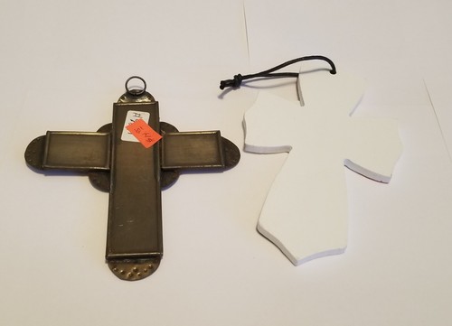 Cross Crosses Gift Home Decor Wall Art Lot of 2 Metal & Wooden Christian  - Bild 8 von 9