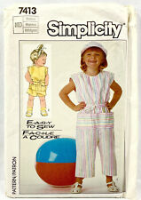 1986 Simplicity Sewing Pattern 7413 Girls Jumpsuit 2 Lengths Size 2-3 Vntg 11064