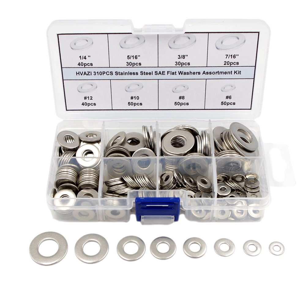 Stainless Steel Flat Washers Assortment Kit #6 to 7/16