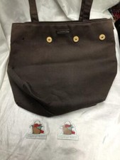 Longaberger homestead brown tote / purse w/ buttons, zipper closure 2 Magnets