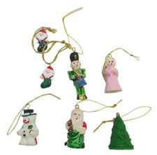 Miniature Christmas Ornaments Lot Of 7 Vintage ROC Taiwan Santa Angle Tree