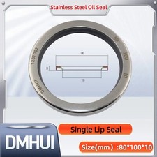 Oil Seal 80x100x10 Single Lip Seal Stainless Steel Oil Seal PTFE SS 80×100×10