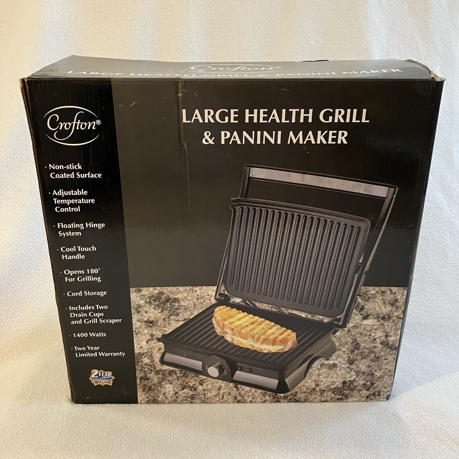 CROFTON Health Grill / Panini Maker SW60 Large 4 Slice Cooking Surface