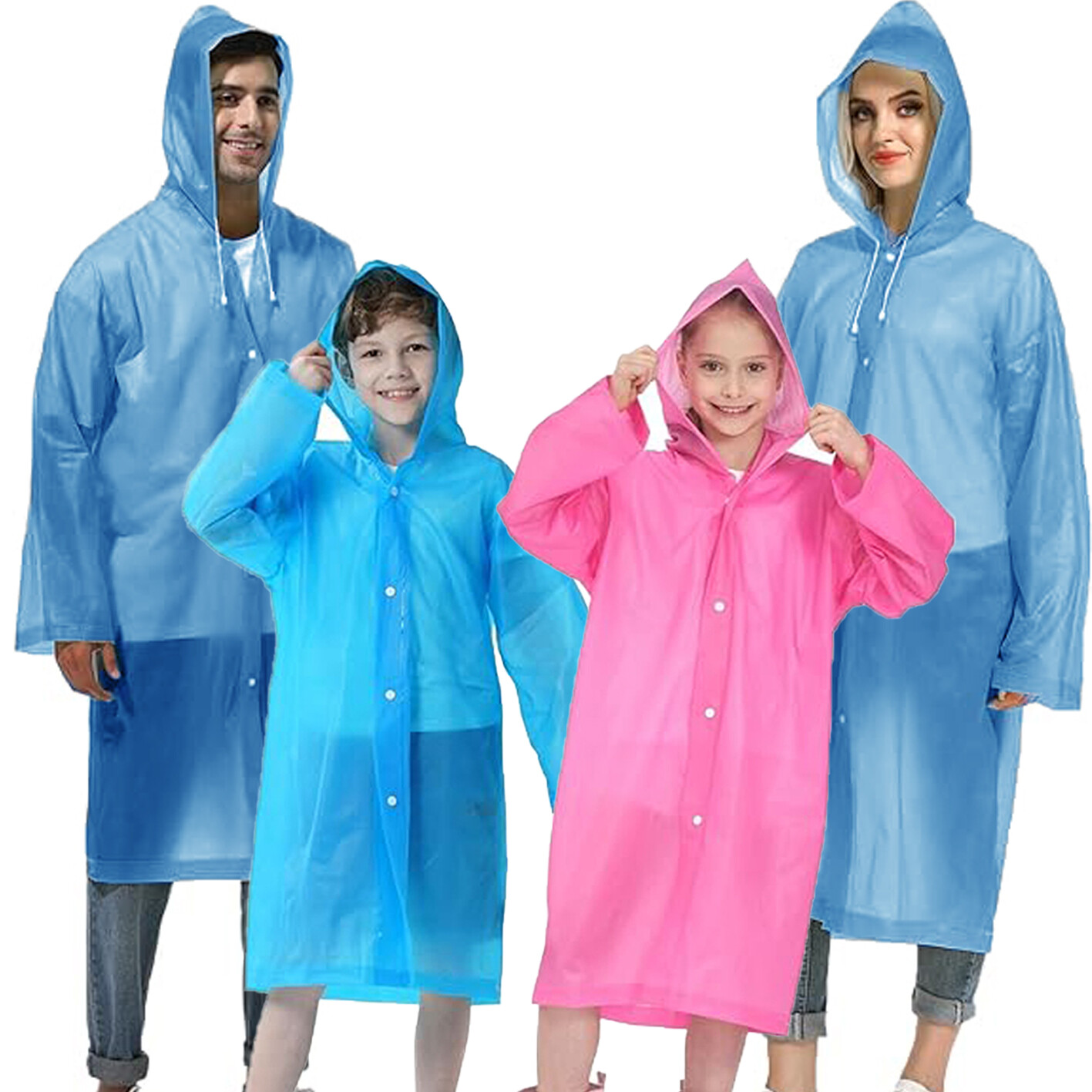 Raincoat Rain Coat Unisex Adult Waterproof Hooded Jacket Poncho Rainwear Camping-image