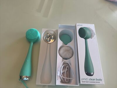 PMD Clean Body - Smart Body Cleansing Device w Silicone Brush & Three Heads Teal