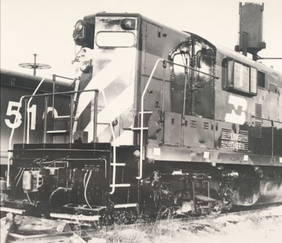 Burlington Northern Railroad BN #1619 GP7 Electromotive Train B&W
