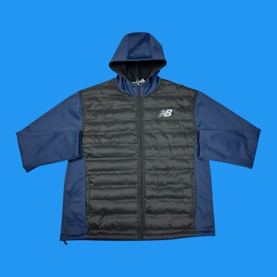 ニューバランスSOFTSHELL FULL ZIP HOODIEフードブルゾン New Balance Mens Large Full Zip Quilted Soft Shell Fleece 4 Way
