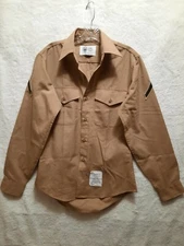 US Defense Logistics Agency Uniform Wool Tropical Brown Khaki Long Sleeve Lg :)