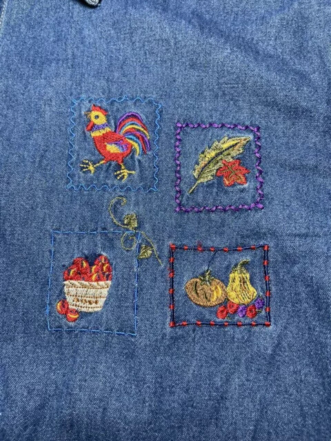 Vintage Basic Editions Embroidered Long Sleeve Bu… - image 4