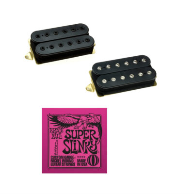 DiMarzio DP151BK, DP155BK Humbucker Set Black w/Ernie Ball Super Slinky Strings