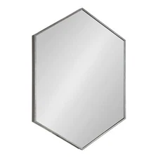 Kate and Laurel Rhodes Modern Hexagon Wall Mirror, 31" x 22", Dark Silver, Ch...