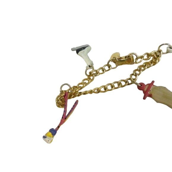 VTG Applause Girls Charm Bracelet Plastic charms Sled Skis Snowflake