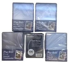 100 Pro Safe Regular 3x4 Toploaders + 100 soft sleeves New Top loaders STANDARD