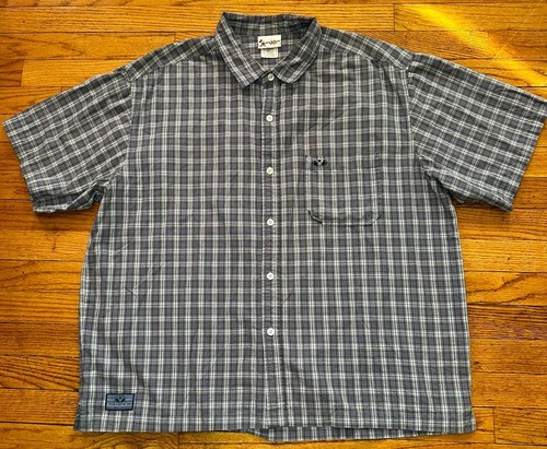 Disney Shirt Men's XL Blue Mickey Disney World Plaid Embroidered Button Up