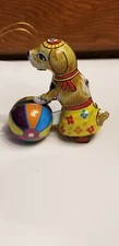 ZZ Germany tin dog and ROLLING ball toy CHRISTMAS ORNAMENT