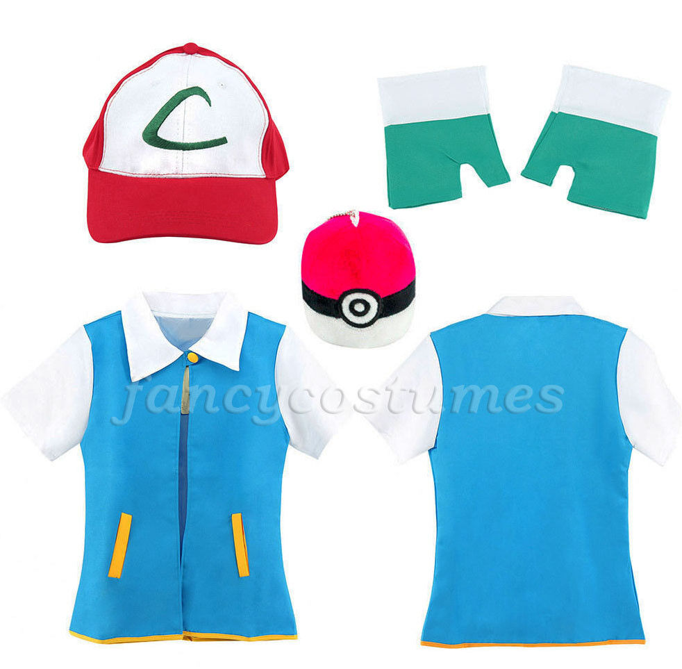 Pokemon Ash Ketchum Fancy Dress Costume Adult Deluxe Pokemon Costume Set