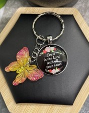 3 Silver-Tone Trust Lord Pendant Butterfly Keychain New Free Ship B4167