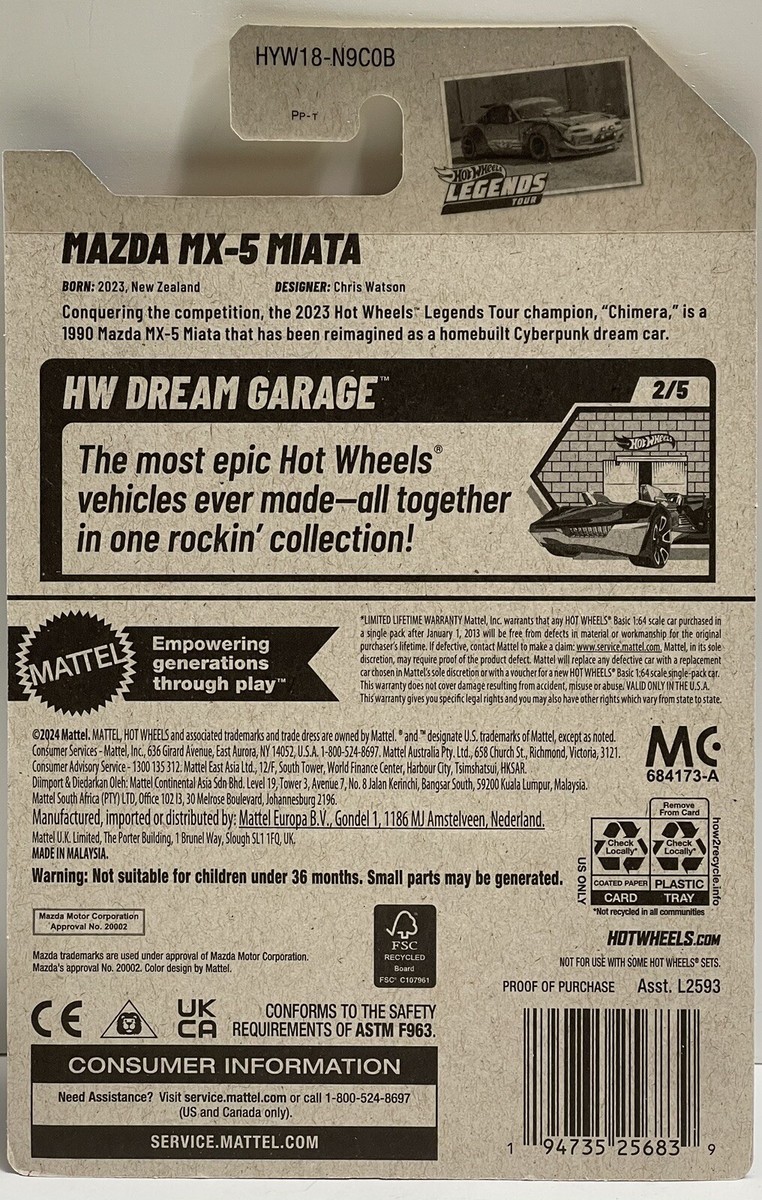 NEW 2025 HOT WHEELS MAZDA MX-5 MIATA LEGEND TOUR SERIES HW DREAM