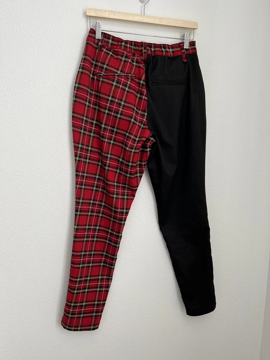 Hot Topic Women's Black & Red Plaid Split Leg Pants Size M Grunge Punk  Gothic