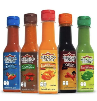 5/Kit de Salsas Mexico Lindo Salsa mares, Chiltepin, Habanera