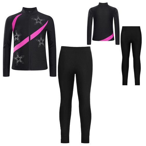 Kids Girls Outfits Stage Tracksuit Gymnastics Suit Training Clothes Sports Gym - Picture 20 of 82