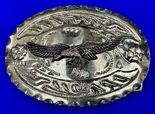 Western American Eagle Flying High Soaring Vintage Two Tone Belt Buckle