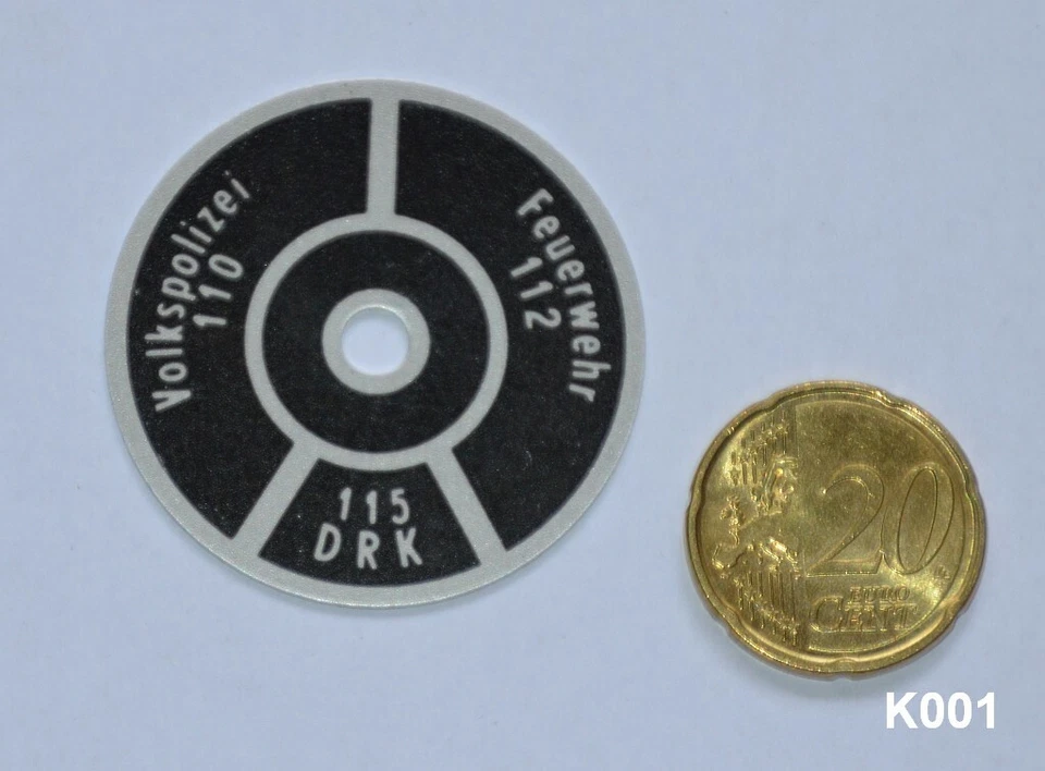 K001) Notrufnummernscheibe für altes DDR Bakelit Telefon W28 W38 W63 Wählscheibe - Bild 2 von 4