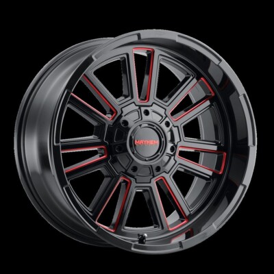 Set of 4 Mayhem Apollo 20x9 Black with Red Wheels for 1999-2024