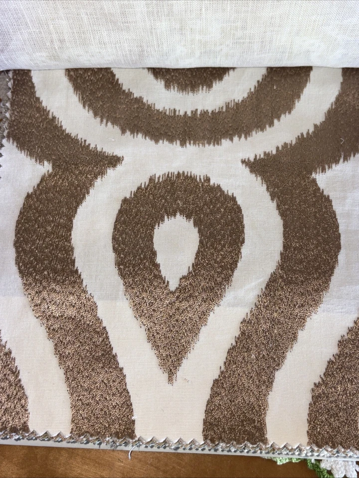 Robert Allen чай латуни домашнего декора ткани образец лот 30 цветочная вышивка - Изображение 3 из 4