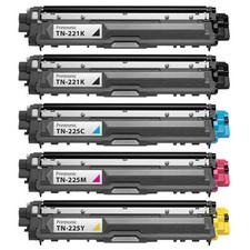 5PK TN221 TN225 Brother Toner Cartridge HL-3140CW HL-3170DW MFC-9130CW
