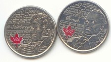 Canadian  2013 de Salaberry 2012 Brock War of 1812 Color Quarters  25c - 2 Coins