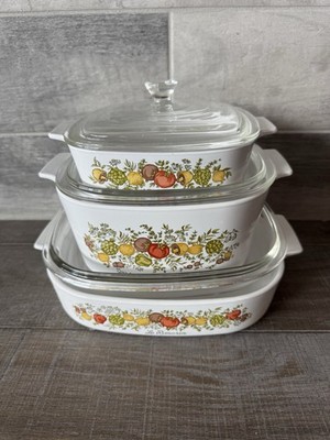 CorningWare Spice of life Casserole with lid set of 3 (6pcs) 10 X2 /8 X4 /7 X2 