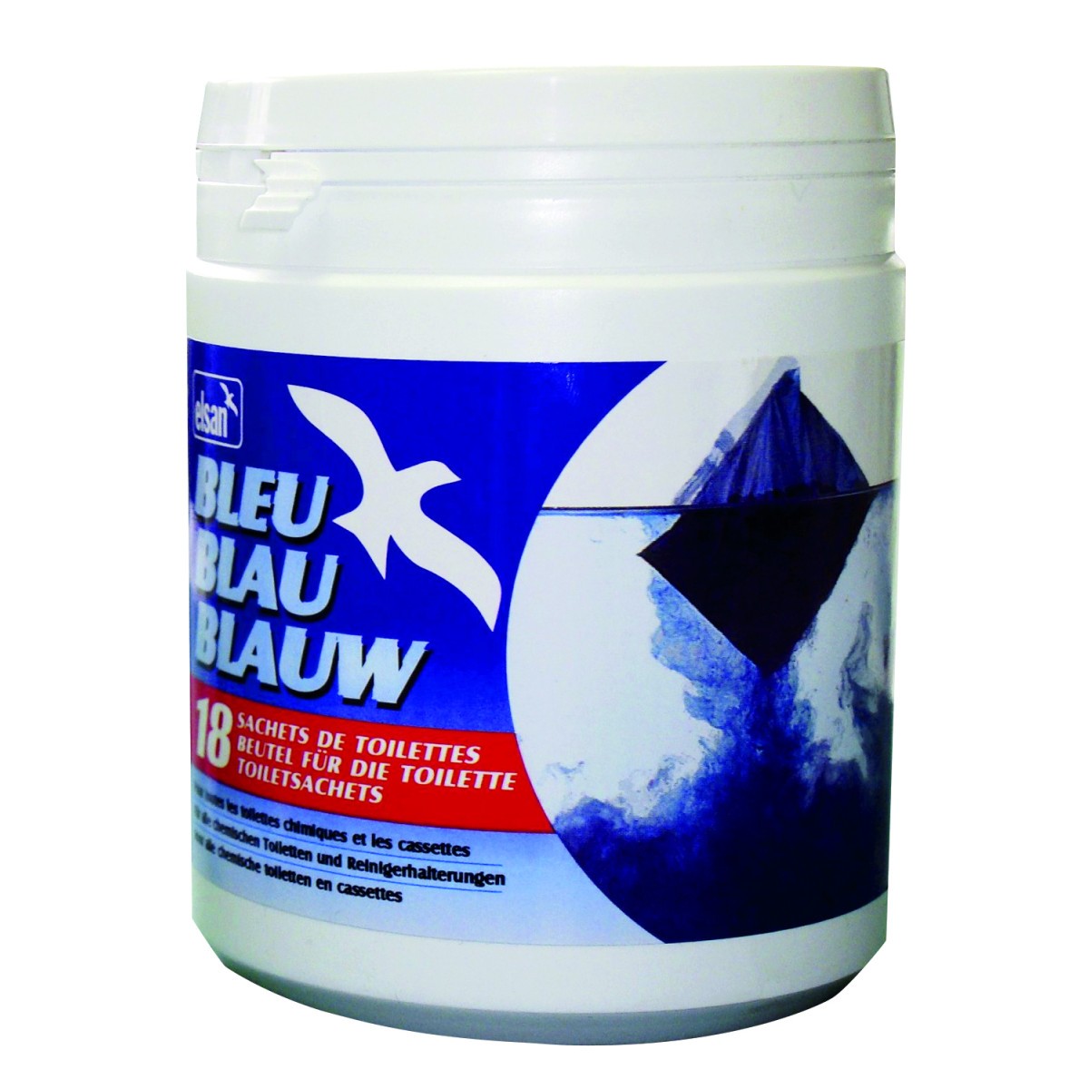 ELSAN 18 Sachets Pré-Dosés Bleus Soluble Additif Sanitaire WC Chimique Caravane et Camping-Car