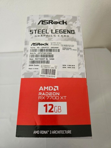 ASRock Radeon RX 7700 XT Steel Legend 12GB OC Graphics Card White HDMI PC ASRock - Picture 6 of 9