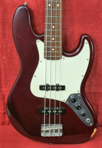 2011 FENDER STANDARD JAZZ BASS GUITAR BURGUNDY WINE RED MIM - Picture 2 of 13