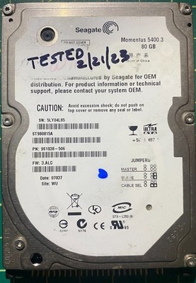 Seagate Momentus ST980815A 80Gb 9S1038-506 5400RPM Laptop Tested