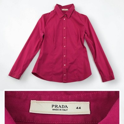 Prada Pink Long Sleeve Buttoned Collar Fitted Blouse / Shirt - 44 10 12 S M
