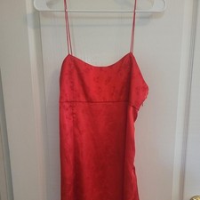Women s Red Floral Full Slip Nightgown with Adjustable Spaghetti Straps